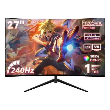 Monitor Curvo 27 Gamer 240hz Full Hd Led Hdmi 127v Preto Cor Preto 127/220v