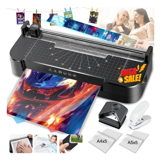 Laminadora Enmicadora Oficina Profesional 5en1 Térmica/frío/cortador De Papel Con Hojas De Micas, Cortador De Papel Y Recortadora, Laminadora Para Hogar, Oficina Y Escuel Para Tamaño A4