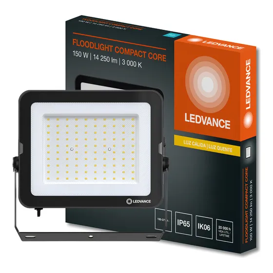 Refletor Floodlight Compact 150w 100° Ip65 Ledvance Carcaça Preto Luz Branco-quente