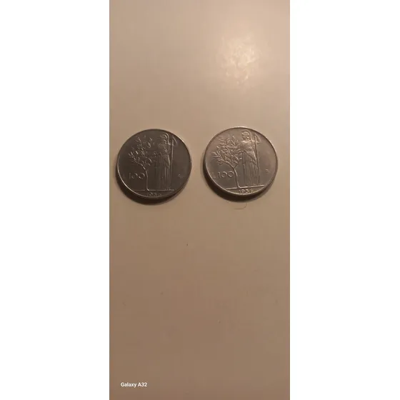 Lote 2 Monedas Lira Italiana 100 Año 1956