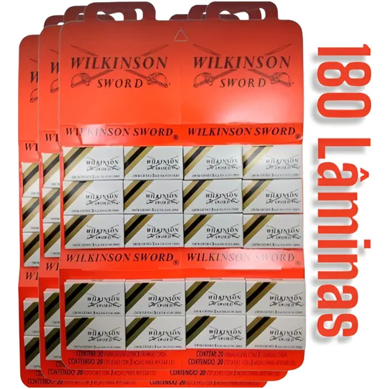 180 Giletes Lâminas De Barbear Wilkinson Sword 3 Cartelas 