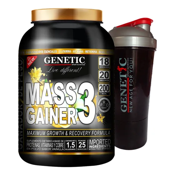 Súper Crecimiento Muscular Mass Gainer Vaso Polvera Genetic