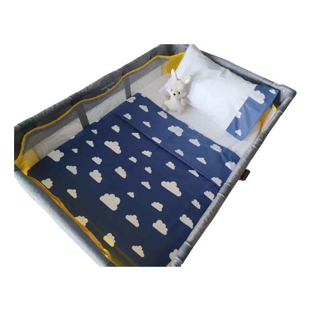 Juego De Sabanas Cuna 90x60x10 Cuna Chile Crece Contigo Azul Nubes