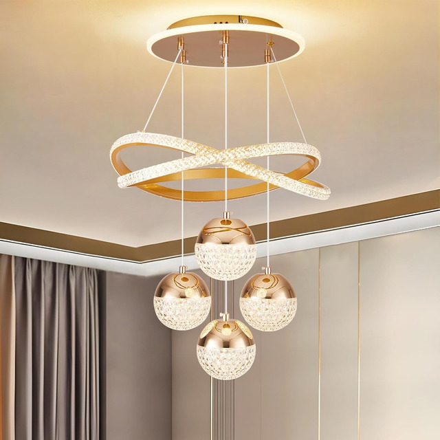 Lustre Sala De Jantar Lustre Pendente Luxo Moderno Cozinha 127/220v Dourado