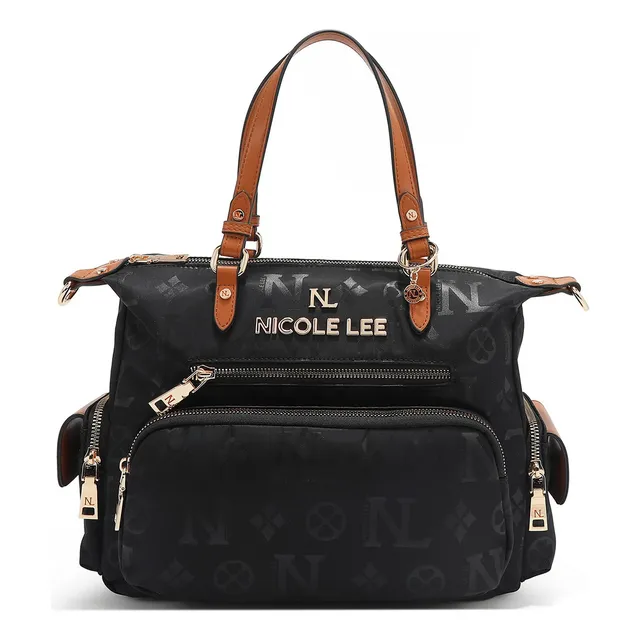Bolsa Satchel De Nicole Lee De Nylon Ss25 Acabado de los herrajes Níquel Color Negro Correa de hombro Black Diseño de la tela Black