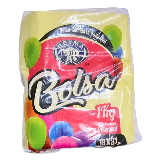 Bolsa De Plástico Polipapel Camiseta Reyma Mini 18x32 1 Kg Color Amarillo