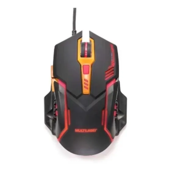 Mouse Gamer Multilaser 2400dpi Preto E Laranja Mo270 Com Fio Cor Preto/Laranja