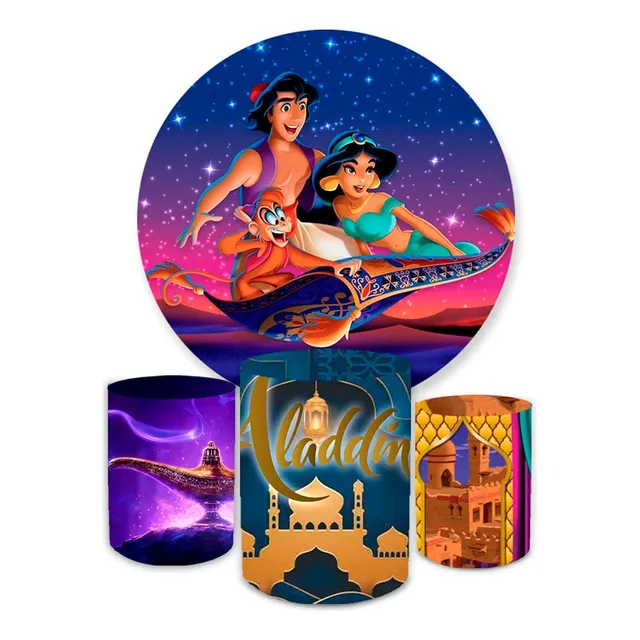 Kit Capa Painel Redondo 1,5 + Trio Clindros Tema Aladdn Abu