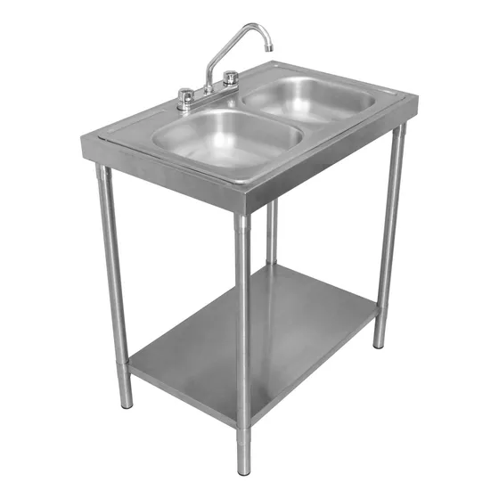 Fregadero Doble 84x55x90 Acero Inoxidable Color Metalico