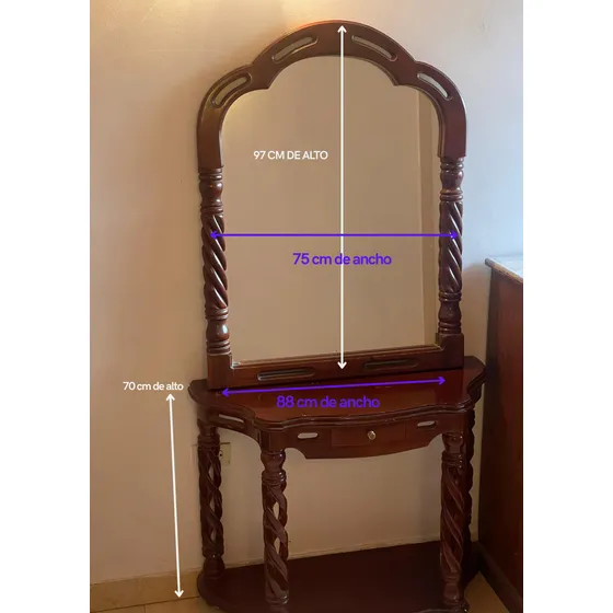 Consola De Madera Con Espejo (usado)