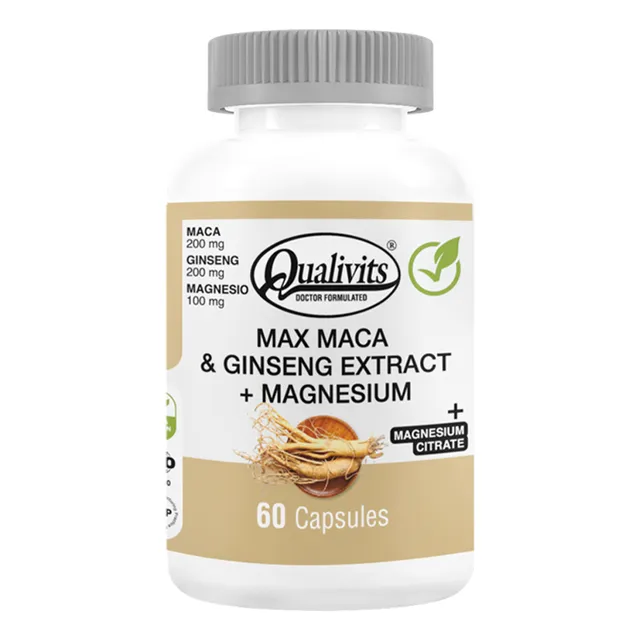 Max Maca Con Ginseng Qualivits® + Magnesio X 60 Tabletas Sabor Natural