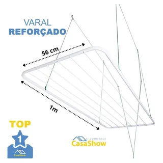 Varal De Teto 100 Cm Grande + Kit De Instalação Reforçado Cor Varal De Teto Branco Varal De Teto 100 Cm Grande + Kit De Instalação Reforçado Cor Varal De Teto Branco