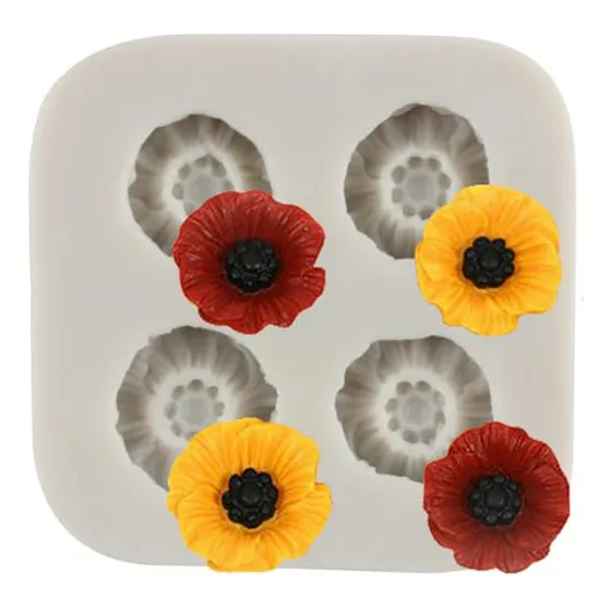 Molde De Silicona Para Decorar Pasteles - Flor De Amapola