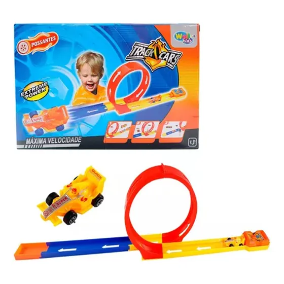 Carro Com Lançador + Pista Tipo Hot Wheels Looping Possantes
