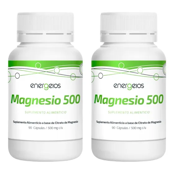 Citrato De Magnesio De 500mg Dos Botes De 90 Caps Total 180 