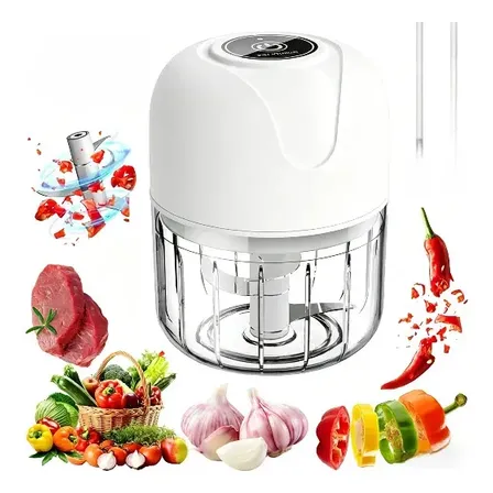 Processador Alimento Triturador Alho Elétrico Usb Branco