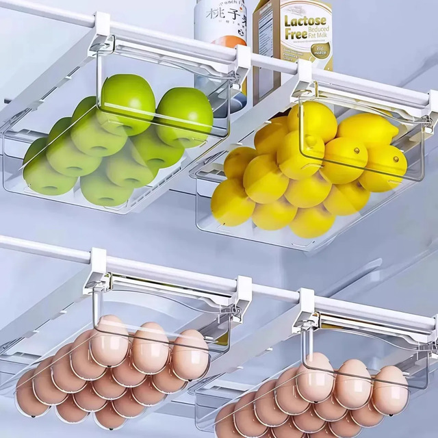 Kit 2 Gaveta Organizadora Geladeira Encaixe Ajustável Ovos Transparente