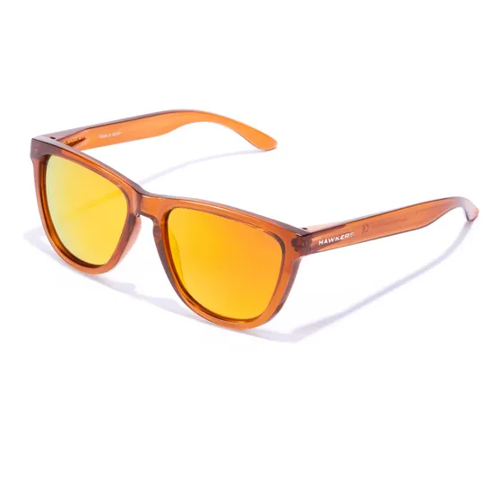 Gafas De Sol Polarizadas Hawkers One Raw Hombre Y Mujer Lente Amarillo Varilla Marrón Armazón Marrón Diseño Mirror