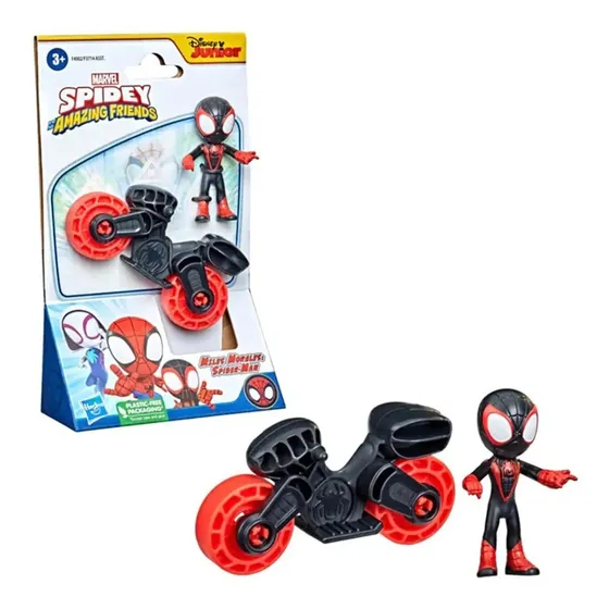 Figura Spidey Miles Morales Con Motocicleta Original Hasbro