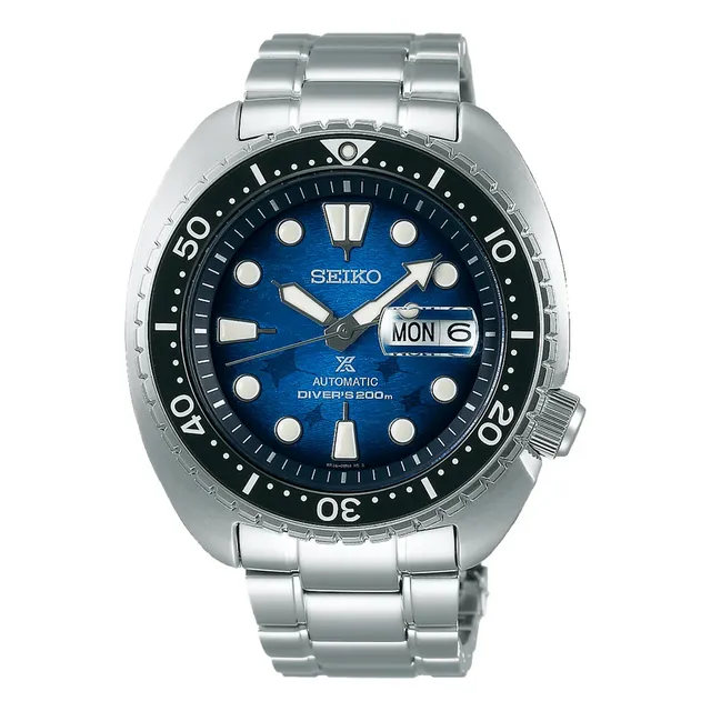 Seiko Prospex King Turtle SRPE39k1 Manta Ray, correa de 45 mm, bisel gris, fondo negro y azul