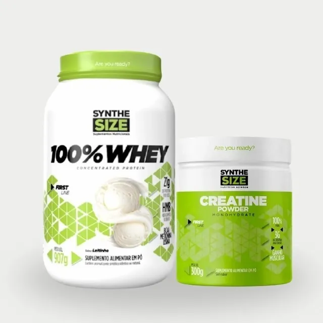 Kit Whey 100% Protein 907g + Creatina De 300g - Synthesize