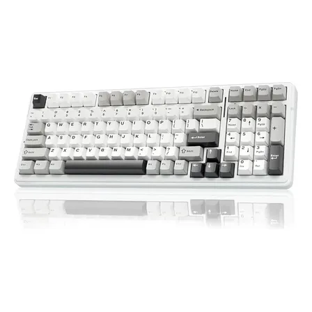 Teclado Mecánico Aula F99 Bluetooth 5.0/2.4 Ghz Hot Swap Blanco/gris/negro Inglés Internacional