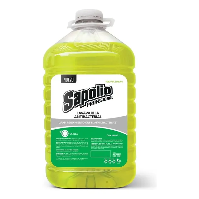 Lavavajilla Liquido Antibacterial Sapolio Limon De 5 Litros