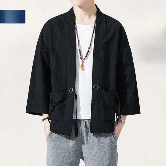 Traje Holgado De Algodón Retro Estilo Chino Tipo Kimono De L