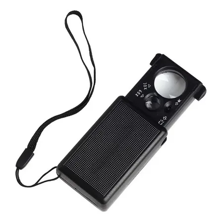 Lupa Doble 30x Y 60x Con Luz Led Y Ultravioleta. De Bolsillo