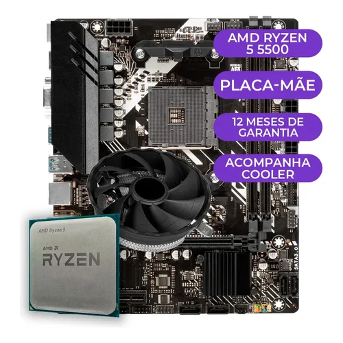 Kit Amd Ryzen 5 5600gt y B450m Steel Legend Cor Preto