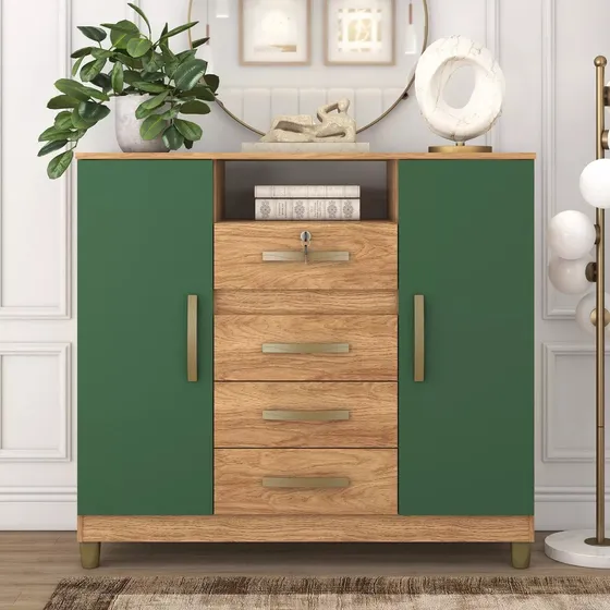 Comoda Cajonera Puertas Perchero Con Llave Dormitorio Grande