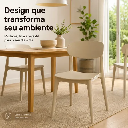 Kit 4 Cadeiras Para Mesa De Jantar Cozinha Sala Pp Resistent 4 Cadeiras Cáqui