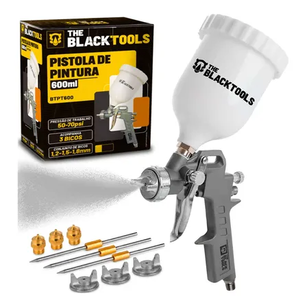 Pistola Pintura Gravidade 600ml + 3 Bicos 1.2 1.5 1.8 Stels