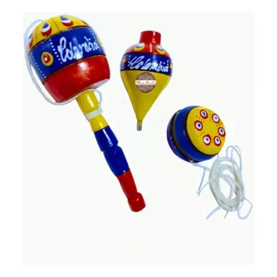 Juego Decorativo Trompo+coca+yoyo- Juegos Tradicionales
