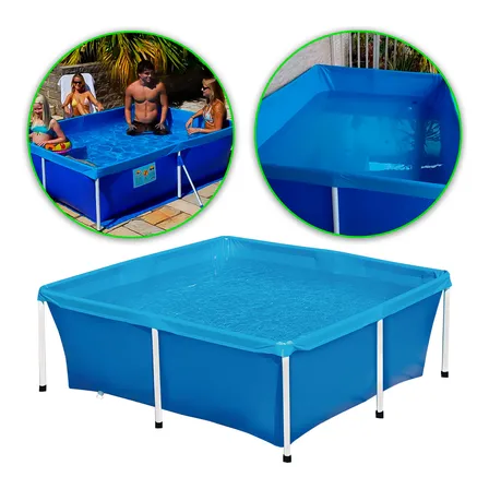 Piscina Infantil 2000 Litros Estrutural Mor Quadrada Grande Azul