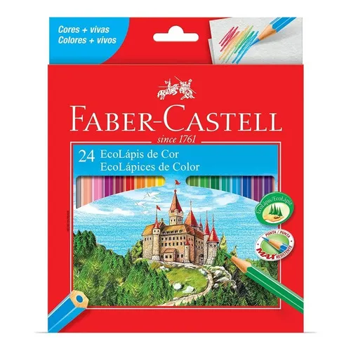 Lápis De Cor Faber Castell Escolar 24 Cores Ponta Max