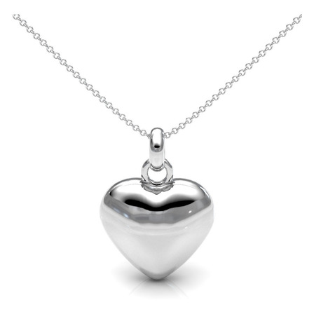 Collar De Plata 925 Dije De Corazón Abombado Mujer Agálea Collar De Plata 925 Dije De Corazón Abombado Mujer Agálea