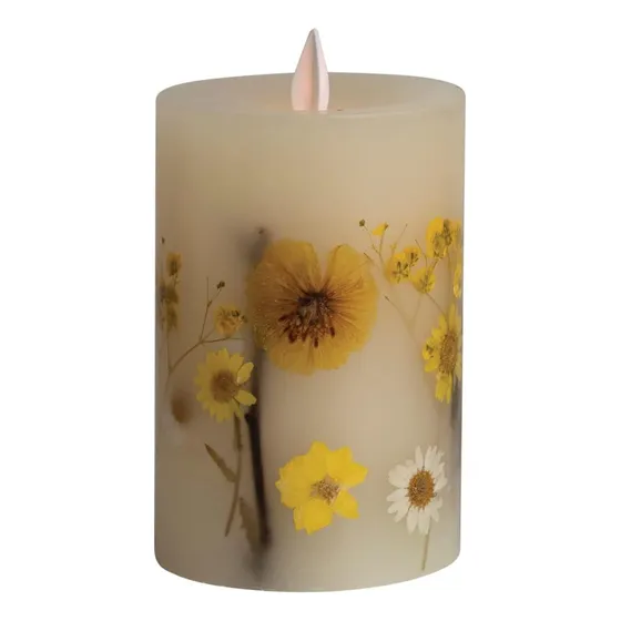 Creative Co-op Pillar Daisy Inlay And Timer, Vela Led Multic
