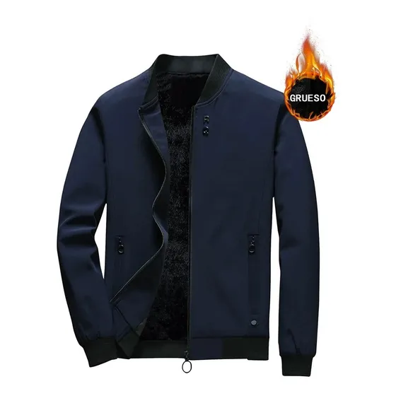 Chamarra Bomber Con Forro De Peluche Termica Casual Hombre