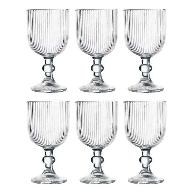 Kit 6 Taças de Vidro Canelada Pítia Versalhes para Suco e Água 380ml
