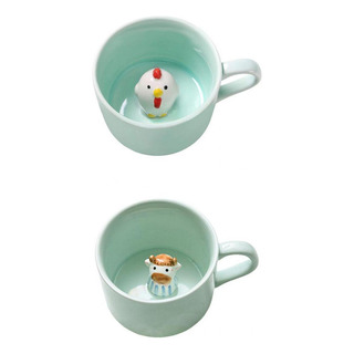 2 Tazas De Cerámica Con Diseño De Animales Bonitos En El 2 Tazas De Cerámica Con Diseño De Animales Bonitos En El