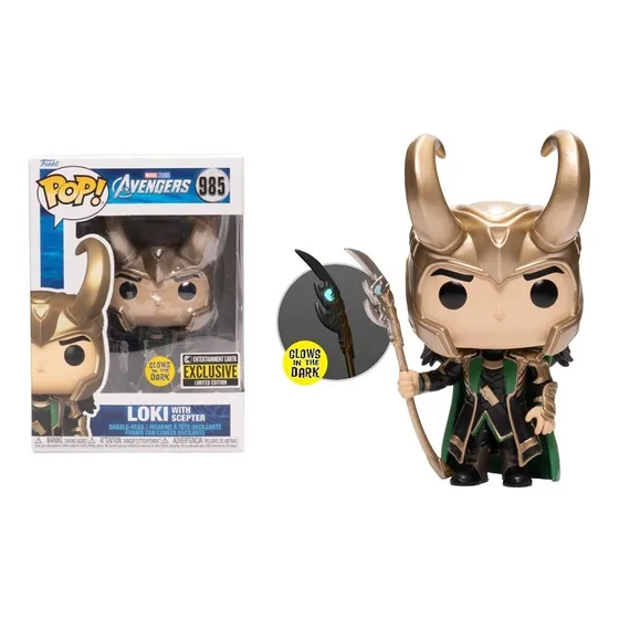 Funko Pop Loki Con Cetro #985 Avengers Glow Brilla Exclusivo