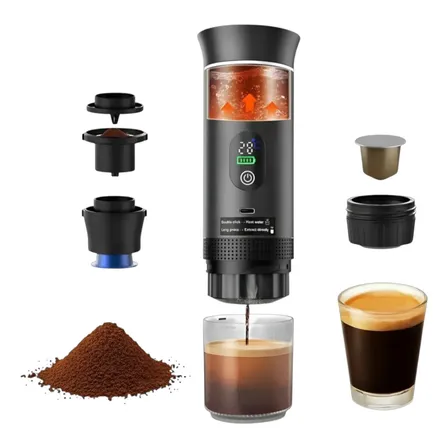 Mini Cafeteira Elétrica Para Viagem Cápsula E Pó 3 Em 1 Preto 127/220v