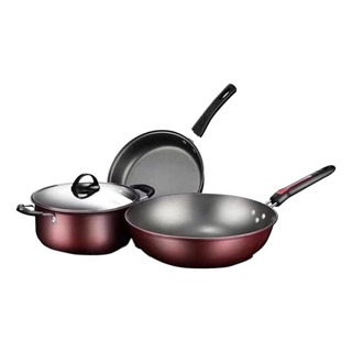 Bateria De Cocina Antihaderente 3 Pzs Juego De Ollas Sarten Bateria De Cocina Antihaderente 3 Pzs Juego De Ollas Sarten