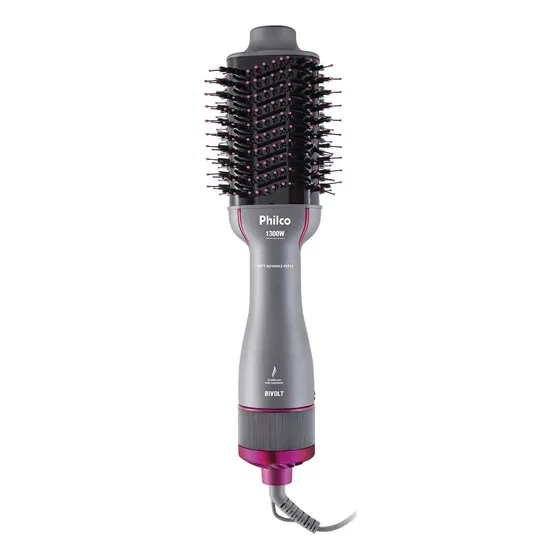 Escova Secadora Pes14 Soft Advance Cinza Bivolt Philco Cinza E Rosa