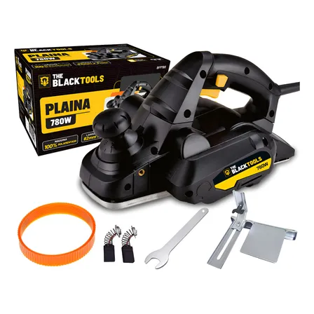 Plaina Elétrica 780w 110v 16500 Rpm Profissional Cor Preto Com Acessórios Alta Precisão The Black Tools