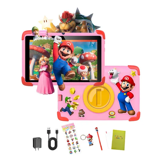 Tablet Para Niñas Y Niños Kids One E23 Economicas 7 Pulgadas 64gb+4gb Android 14 wifi 5000mah 8mp+13mp con Tablet Funda Color Rosa