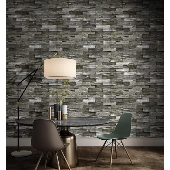 85807 Rollo Papel Pintado Ladrillo Falso Piedra Gris Bar
