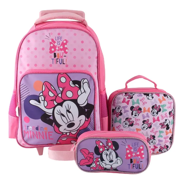 Mochila Escolar Disney + Estuche + Lonchera Pack