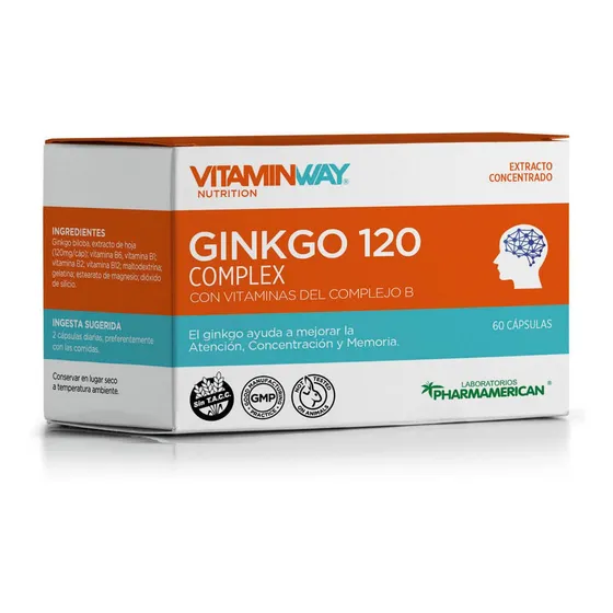 Pharmamerican Vitaminway Ginkgo 120 Complex Atención Concentración Memoria